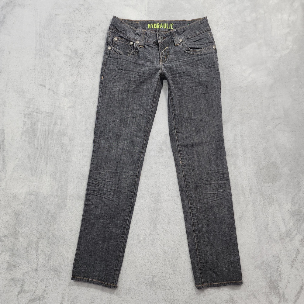 Vintage Hydraulic Jeans Womens 7/8 SHORT Gray Low Rise Slim Skinny Stretch Denim